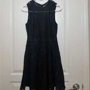 Lulu's Classic Black Lace Midi Dress